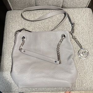 Michael Kors Gray Leather Chain Shoulder Bag